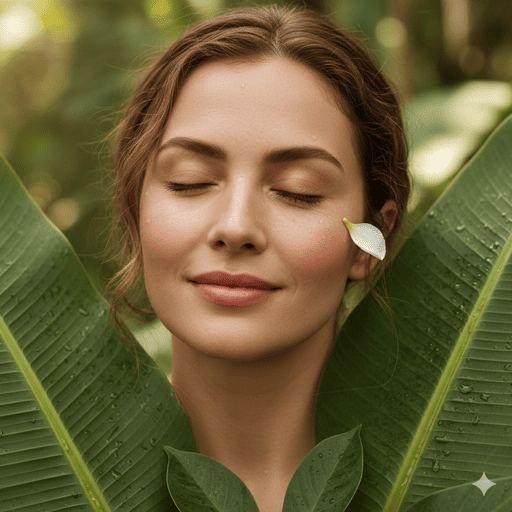 Jeune femme feuille de bananier